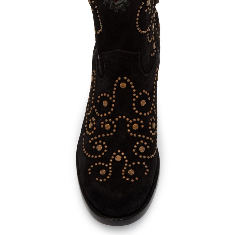Frye VICTORIA Luxe Studs Italian Suede Leather Boots NEW Black Women's 9.5 ๐HP - Picture 8 of 13